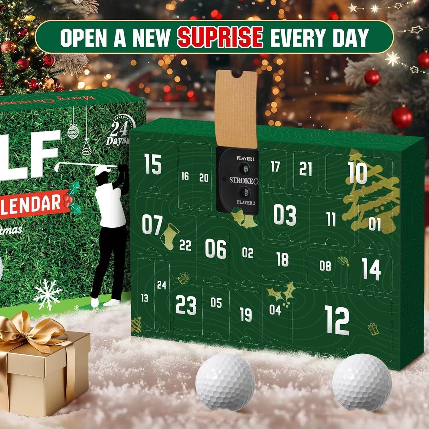 2025 Christmas Golf Advent Calendar Gift Box 24 Days Countdown to Christmas Golf Themed Set for Men Women Stocking Stuffers